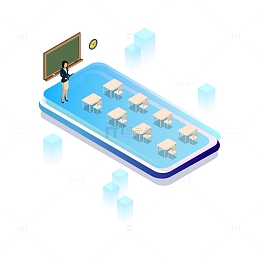 开学季手机上课2.5D卡通教室图