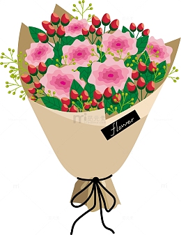 粉色扁平风格康乃馨花束教师节元素