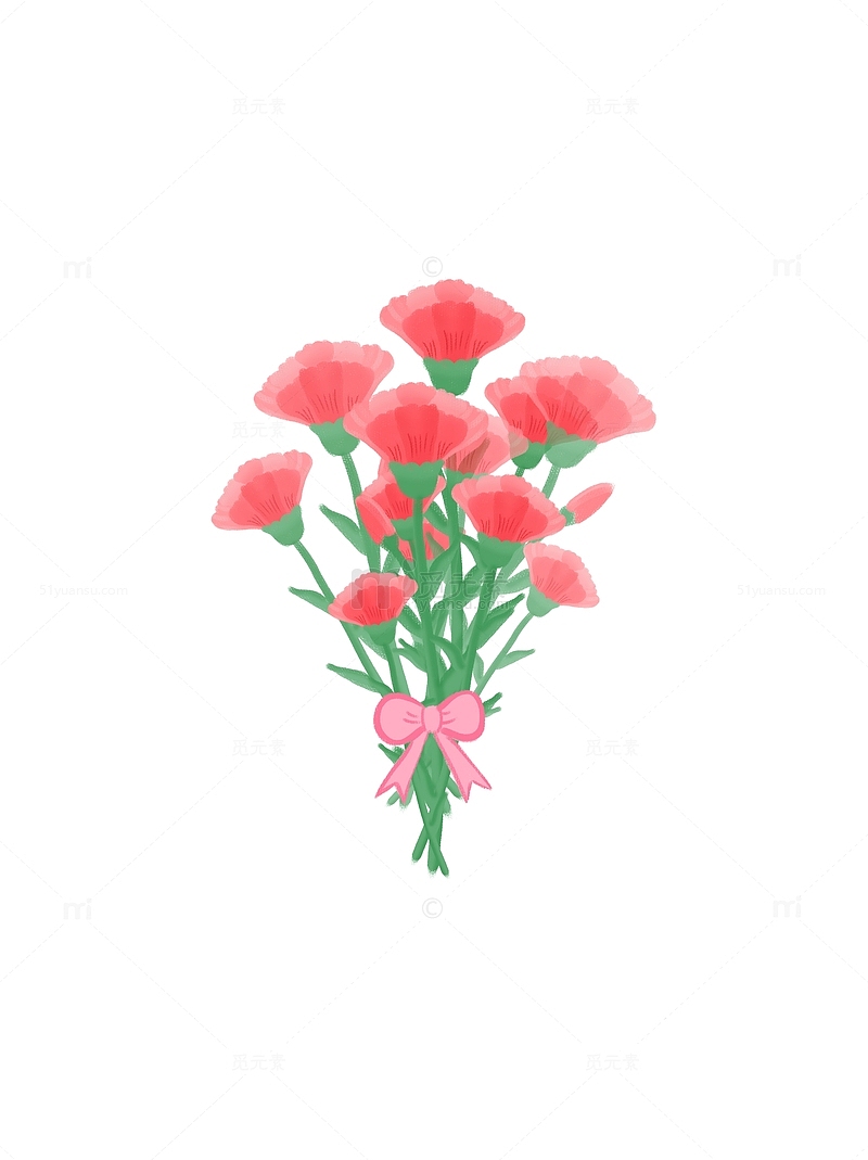 小清新康乃馨花朵花束装饰元素教师节手绘图