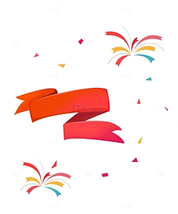 红色渐变节日彩带礼花氛围素材