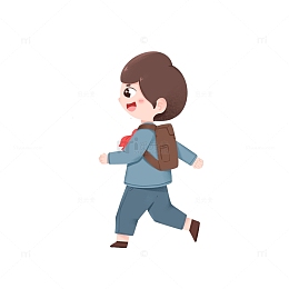 戴着红领巾去上学的小朋友