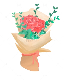 教师节手绘粉色捧花花束