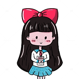 卡通女学生小女生手绘图