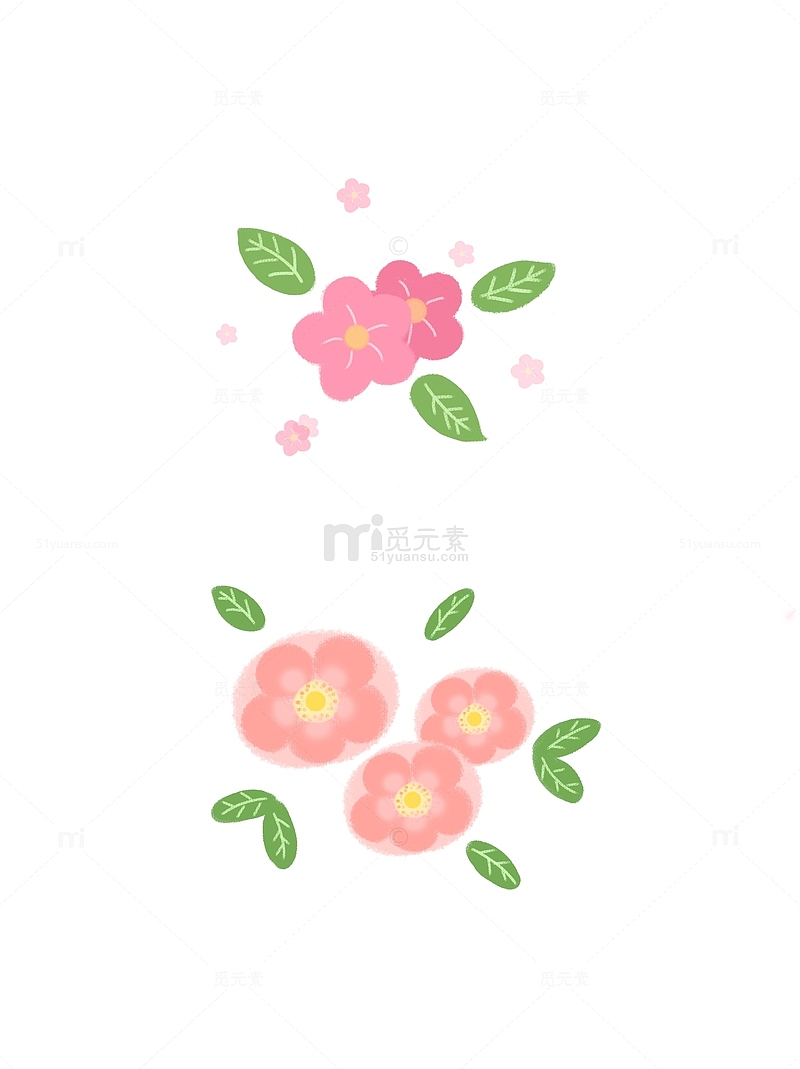 小清新春夏花朵叶子植物装饰教师节手绘图