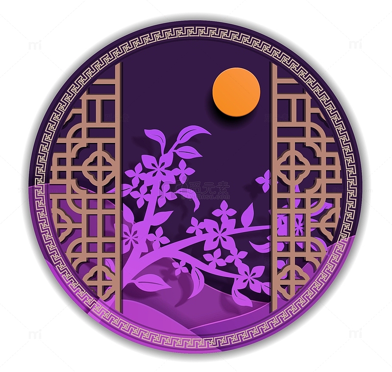 中元节古典月亮元素