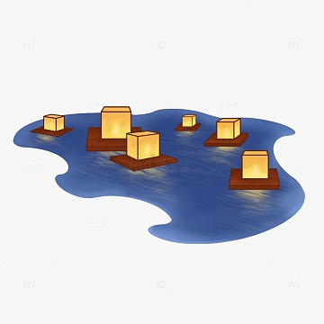 中元节放河灯手绘