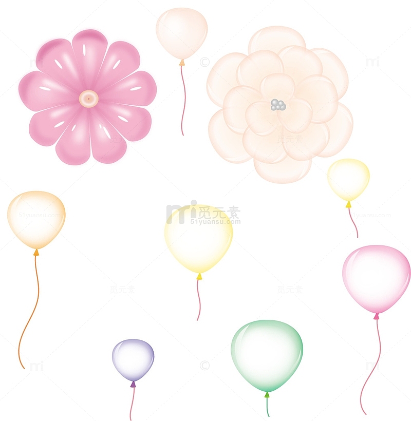 清新  气球  花朵 氛围装饰