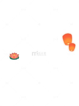 中元节河灯花灯天灯孔明灯装饰中元节手绘图