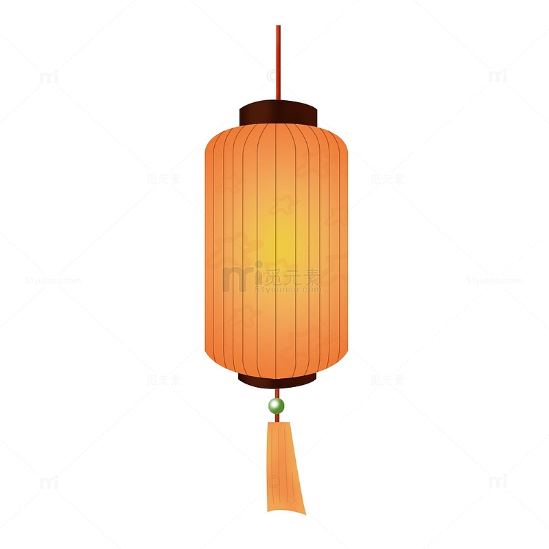 中元节橙色国风花灯灯笼手绘图