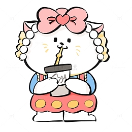 可爱小清新喝奶茶猫咪装饰手绘
