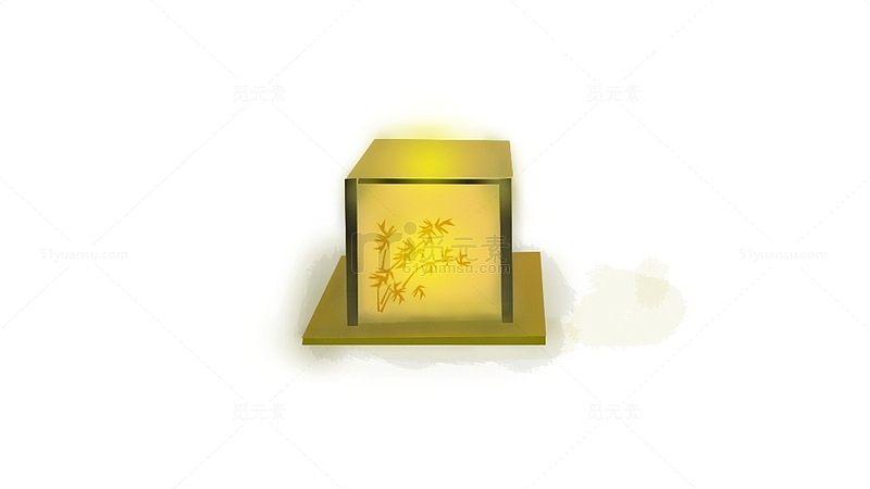 淡黄色，河灯，中元节，手绘