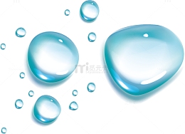 蓝色手绘水珠元素