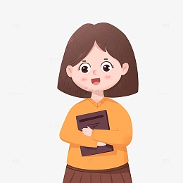 psdpng手绘女老师拿着上课书形象pngpsdpng文艺风格女教师上课教师.