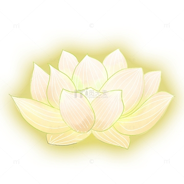 黄色手绘莲花荷花莲花灯中元节元素