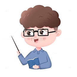 戴眼镜男老师拿着教鞭上课