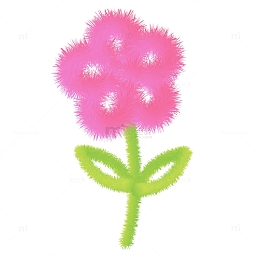 毛绒花朵装饰矢量元素