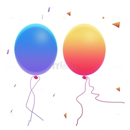 蓝色红色简约扁平手绘气球活动促销装饰元素