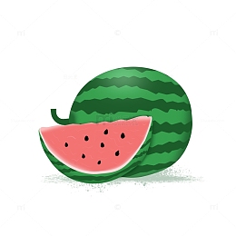 红色切开大西瓜夏季水果素材手绘元素