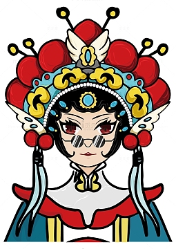 复古国潮人物矢量插画