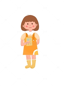 可爱女孩女生人物拿书本装饰开学季手绘图
