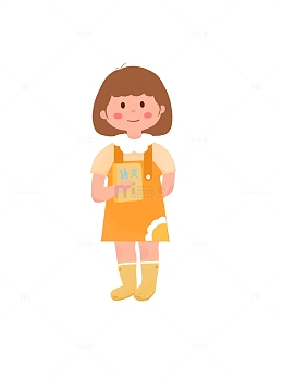 可爱女孩女生人物拿书本装饰开学季手绘图