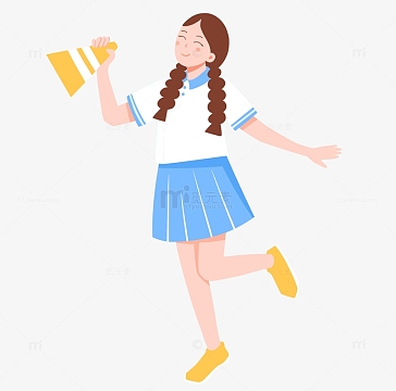 扁平卡通学生穿校服女学生小学生开学季人物