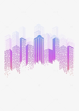 科技城市建筑剪影高楼大厦插画装饰