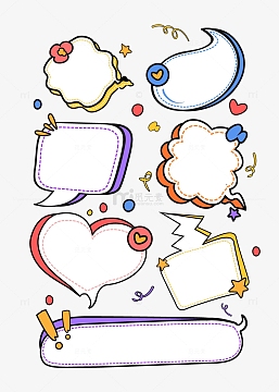 卡通可爱漫画气泡爆炸线条文本边框标题标签