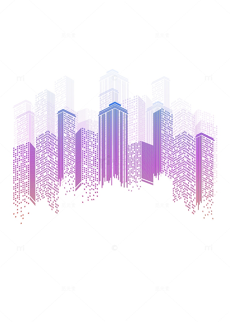 科技城市建筑剪影高楼大厦插画装饰