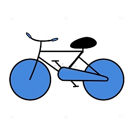 简约蓝色自行车儿童简笔卡通插画免抠素材