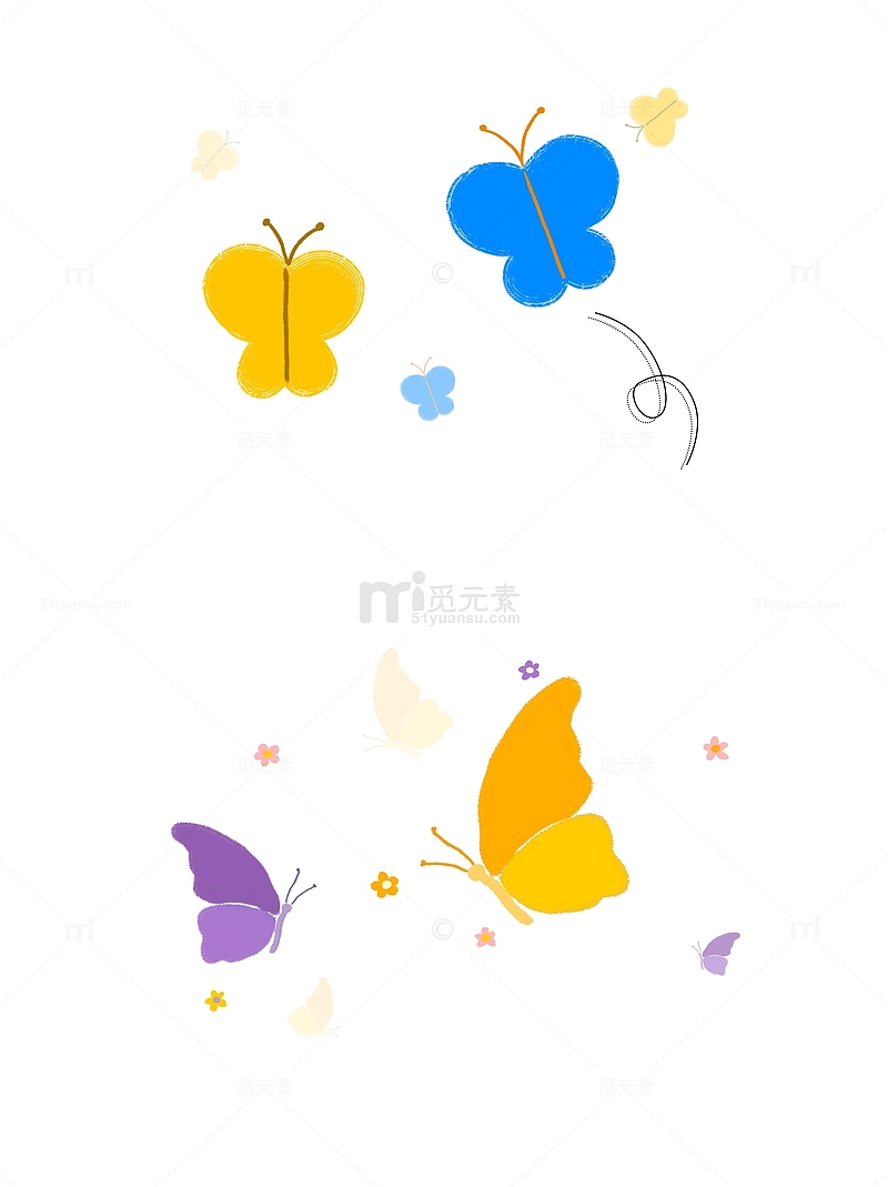 小清新可爱蝴蝶装饰元素手绘图