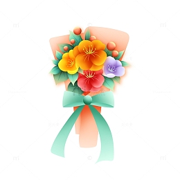 矢量手绘教师节花束花朵装饰元素