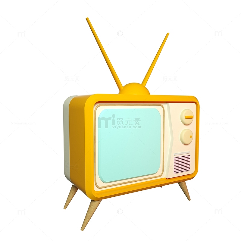 黄色简约老式电视机装饰