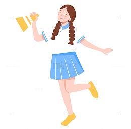 扁平卡通学生穿校服女学生小学生开学季人物