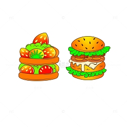 蛋挞汉堡美食手绘