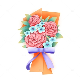 手绘教师节玫瑰花束装饰元素