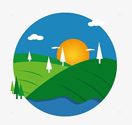 绿色清新卡通田野矢量手绘图