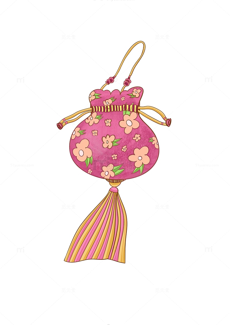 粉色小清新拉开荷包手绘图