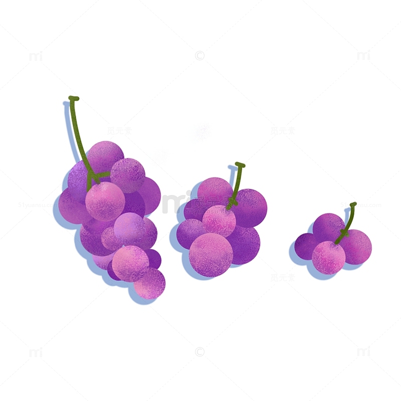 紫色扁平风水果葡萄手绘图