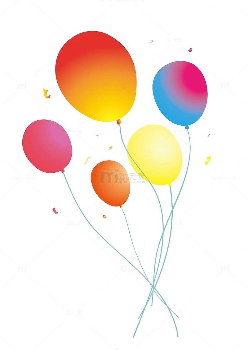 彩色气球节日氛围矢量手绘