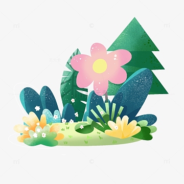 草丛植物小场景插画