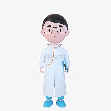 3d立体卡通风c4d建模人物男医生主任