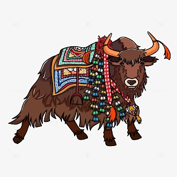 彩色棕毛手绘卡通牦牛插图(3000x3000)psdpng国潮计划 敦煌插画 敦煌