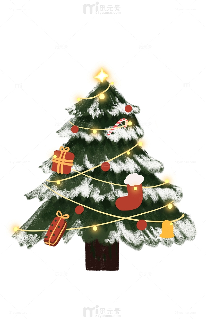 手绘插画圣诞树