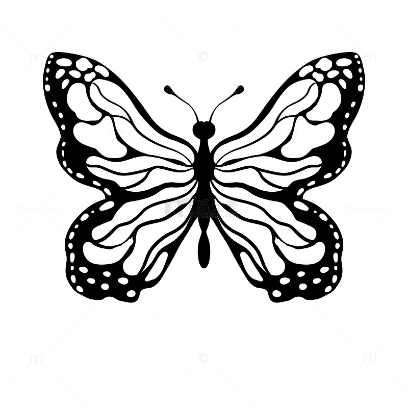 黑白哥特风蝴蝶手绘图