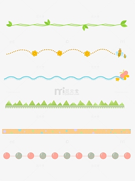可爱蜜蜂蝴蝶植物分割线边框标题装饰元素