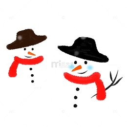 白色卡通冬天小雪人手绘图