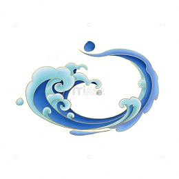 蓝色海浪浪花矢量图