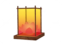 中元节莲花河灯矢量手绘