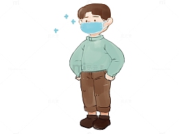 防疫主题插画出门戴口罩